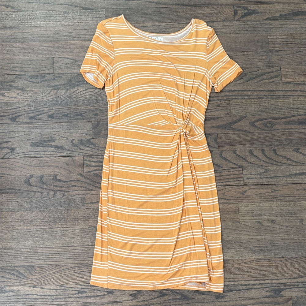 Maurices Mustard and White Striped Midi Dress